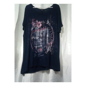B.L.E.U. Paris Themed Embellished Top SZ 1X